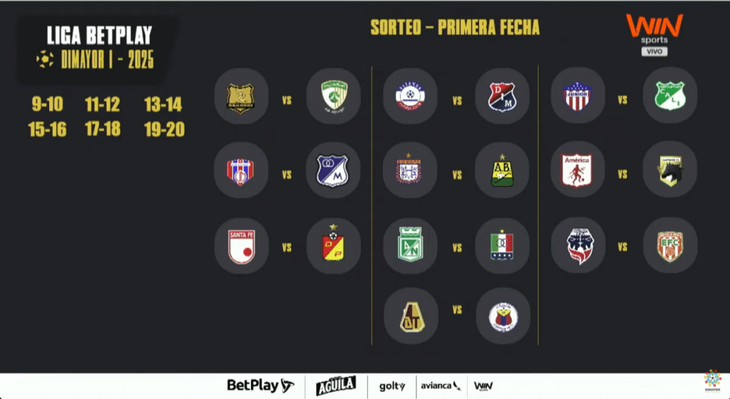 Así se jugará la fecha 1 de la Liga BetPlay 2025-I. Foto: Dimayor.