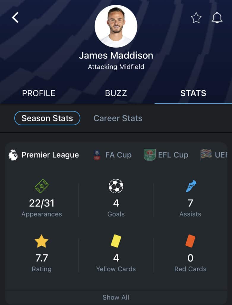 James Maddison has been Tottenham's best player this season.
