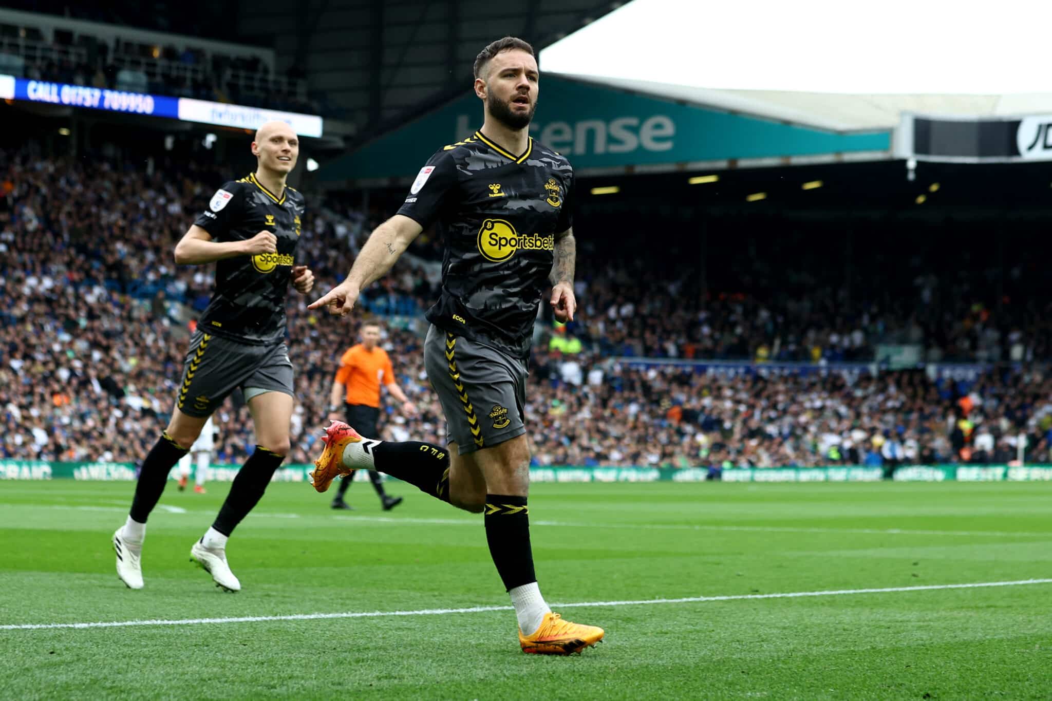 Southampton's Adam Armstrong likes a goal against Leeds - he'll want another in the Championship Playoff Final