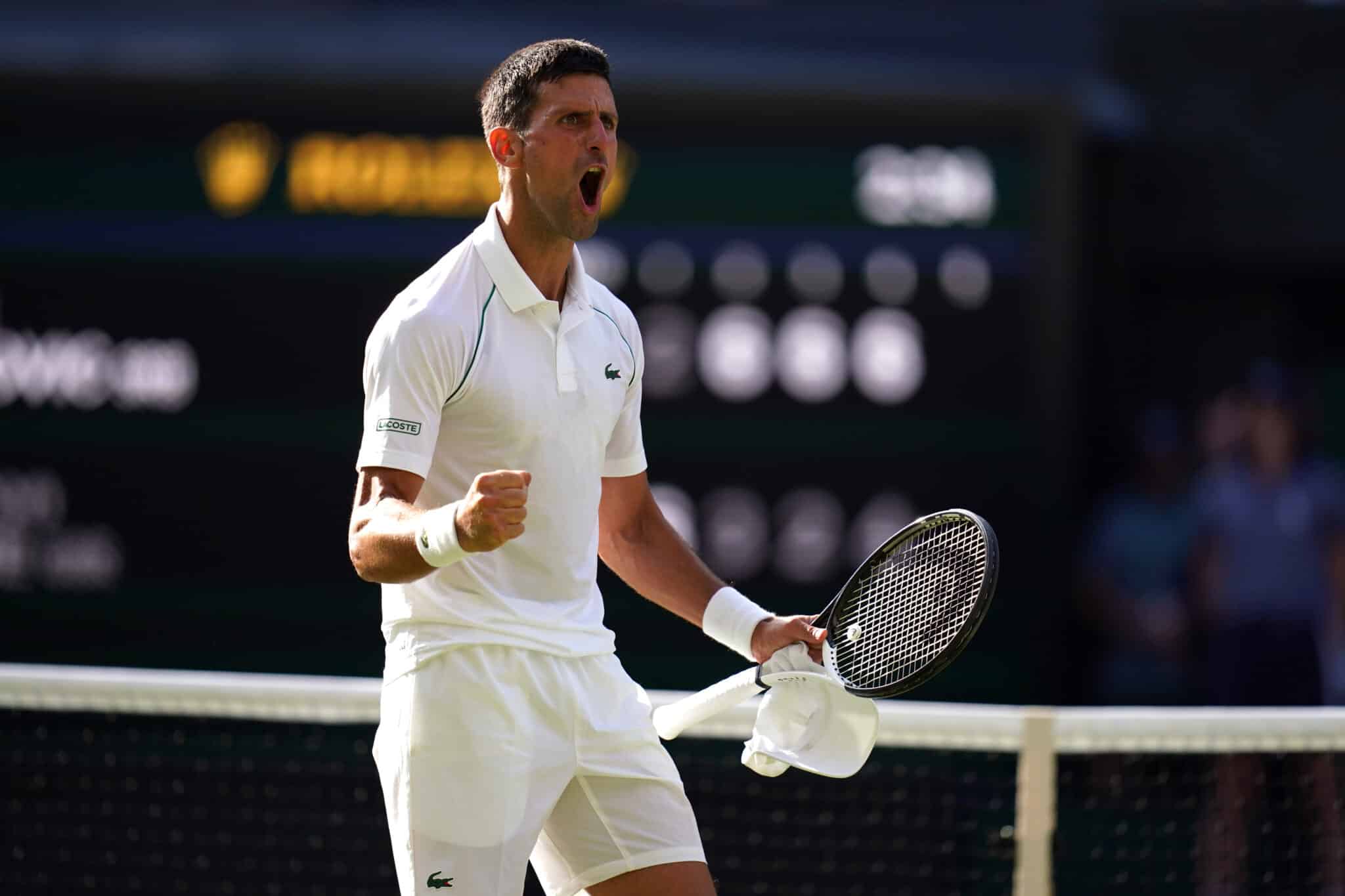 Novak Djokovic dressed in all-white at Wimbledon