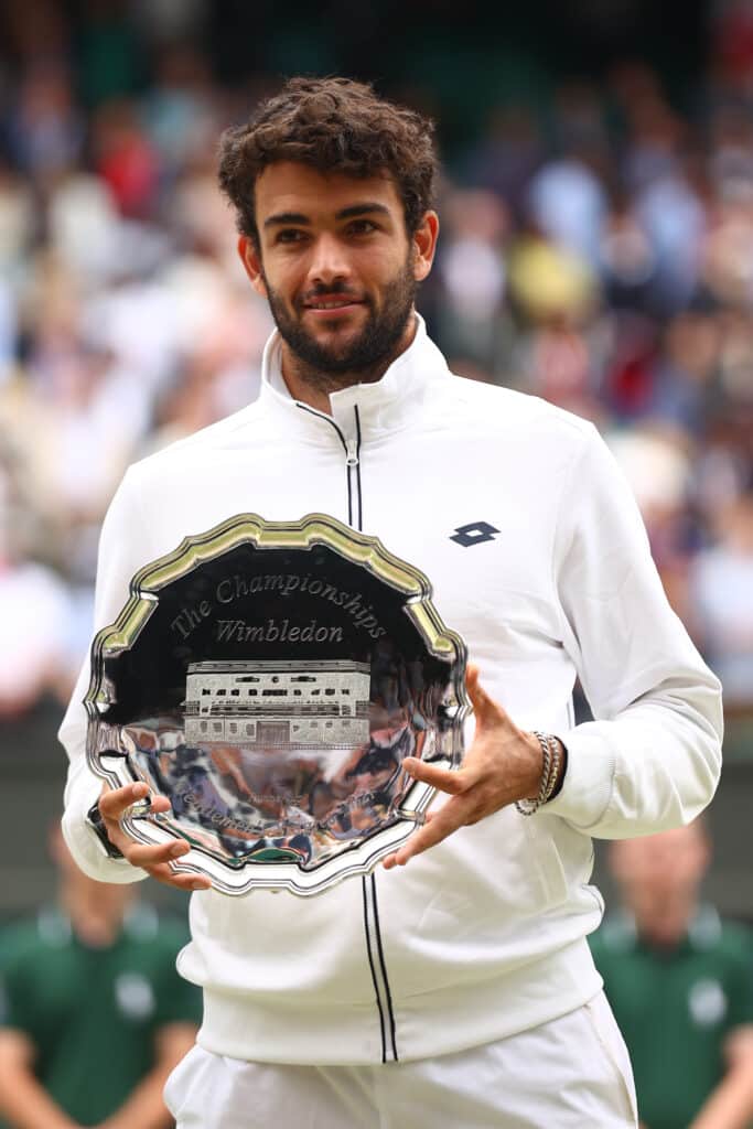 Matteo Berrettini in an all-white outfit at Wimbledon!