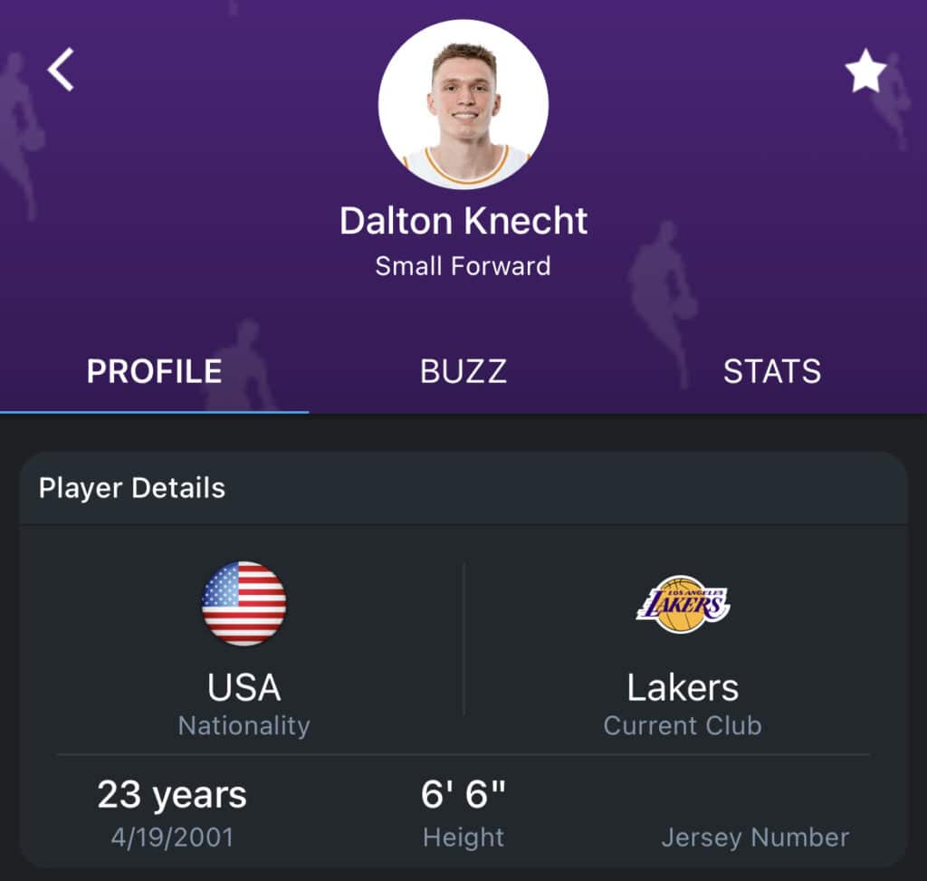 Dalton Knecht's player profile after the Draft on 365Scores