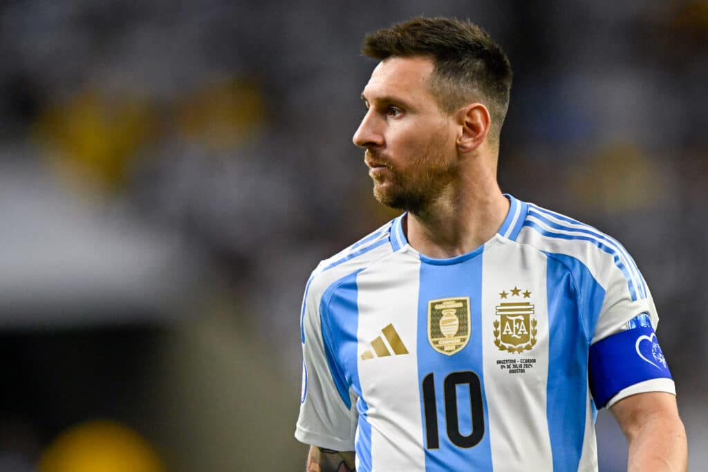 Lionel Messi at the 2024 Copa America quarter-final match between Argentina and Ecuador.