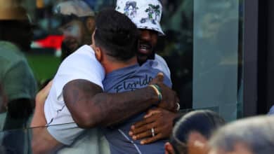 Football x NBA crossover, Messi and LeBron hug