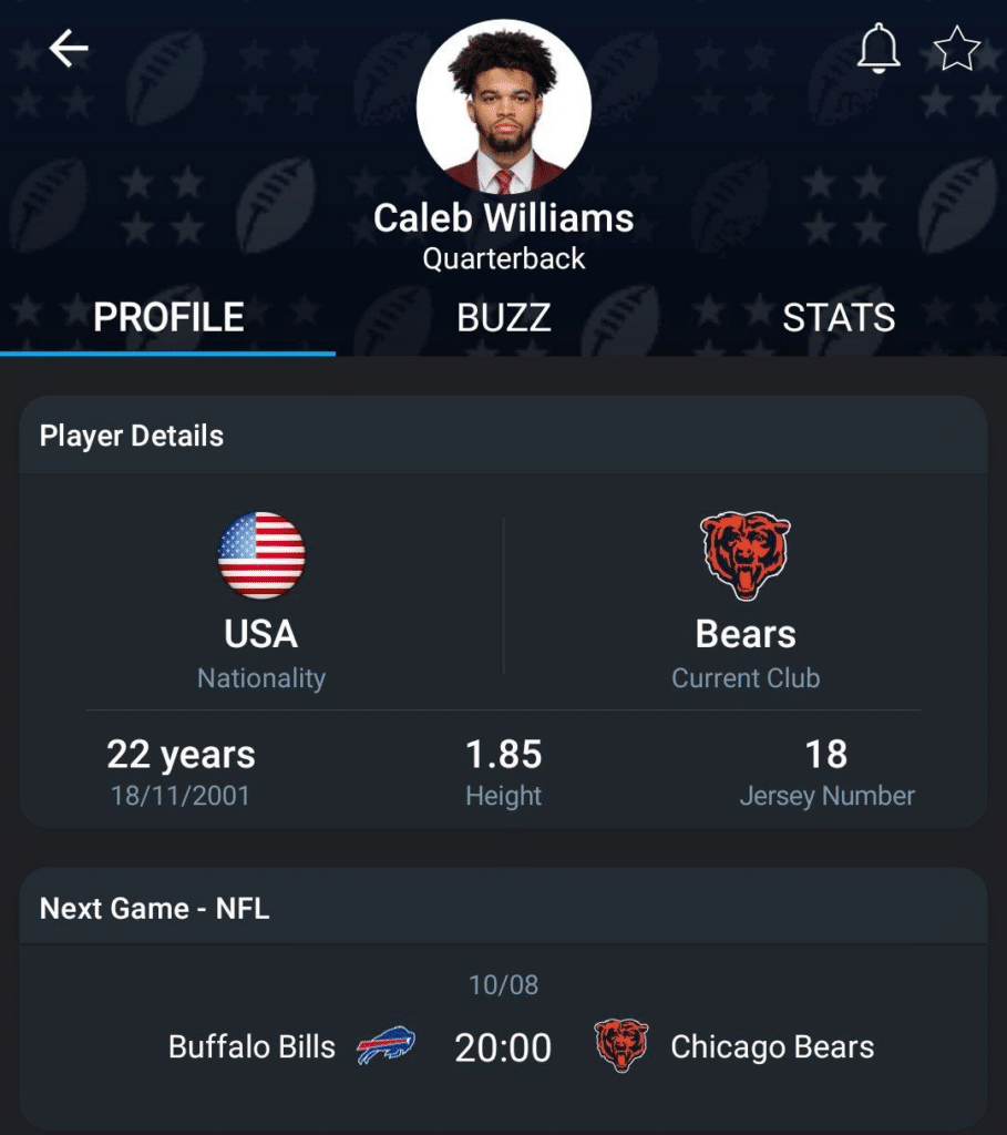 Caleb Williams profile. 365Scores