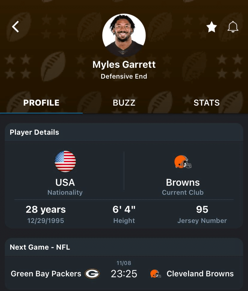 Myles Garrett, Cleveland Browns, 365Scores