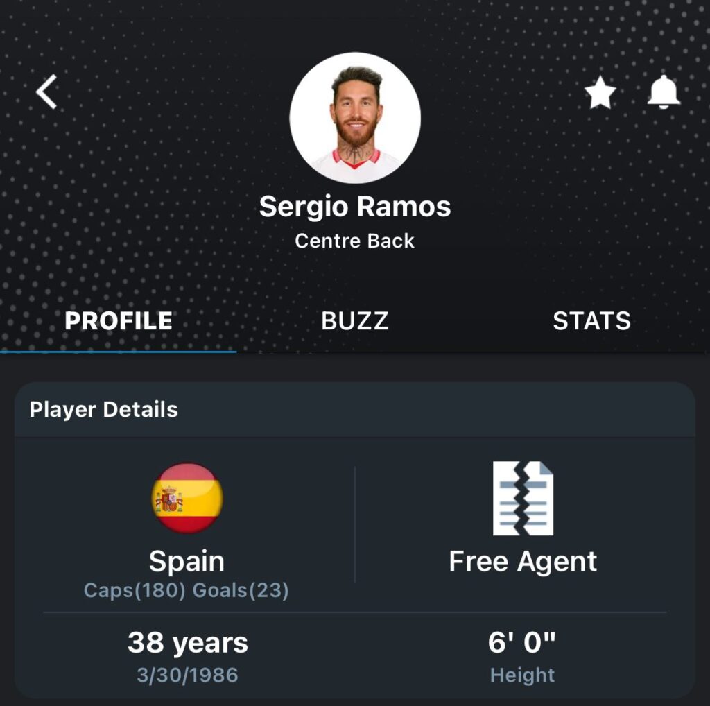 Sergio Ramos and Draymond Green profiles on 365Scores app