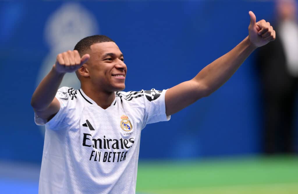 Real Madrid new signing, Kylian Mbappe is unveiled at Estadio Santiago Bernabeu