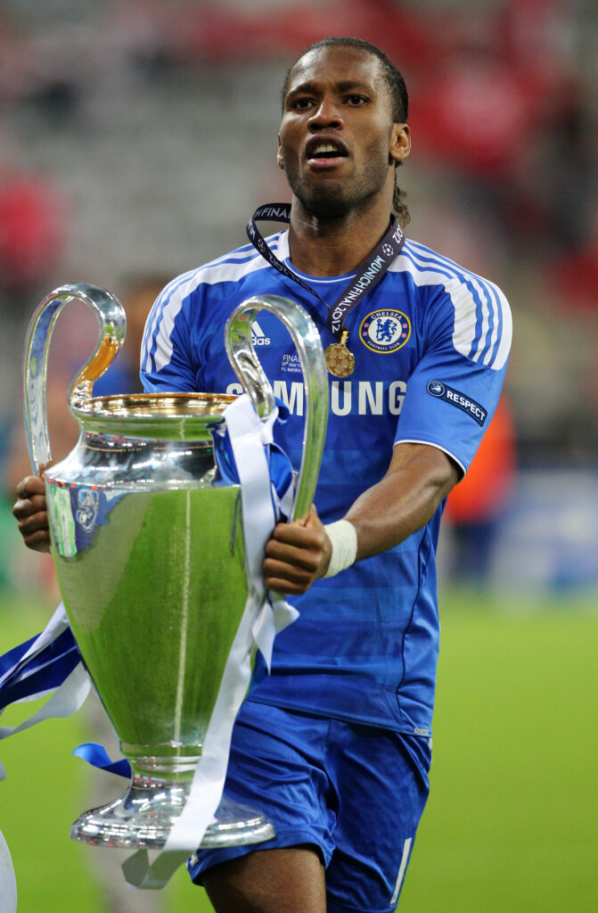  Didier Drogba from Chelsea with the Champions League trophy 