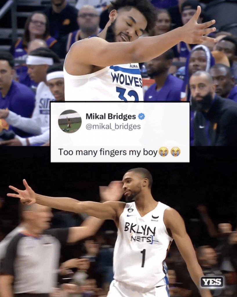 Now that Mikal Bridges and Karl Anthony-Towns are on the same NBA team, maybe he'll learn the celebration!