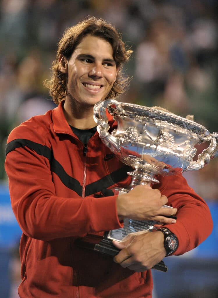  Nadal of Spain holds the trophy 