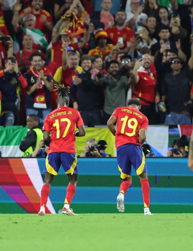 Nico Williams of Spain and Yamal of Spain Lamine Yamal of Spain celebrate 