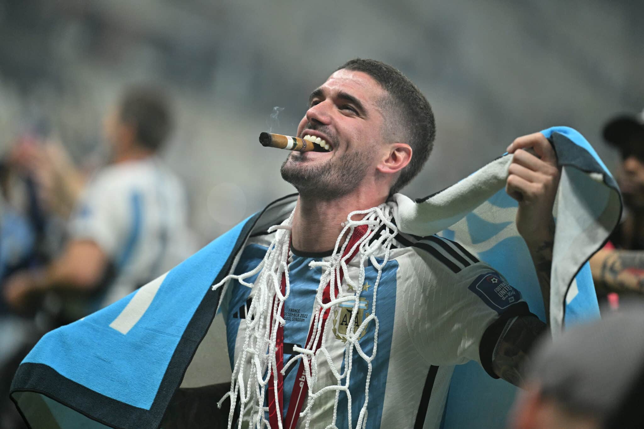 Rodrigo De Paul of Argentina celebrates after the FIFA World Cup Qatar 2022 Final match between Argentina and France at Lusail Stadium on December 18, 2022 in Lusail City, Qatar.