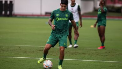 Germán Cano em treino do Fluminense