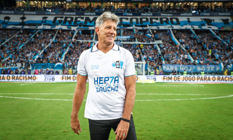 Renato Gaúcho celebrando título do Grêmio