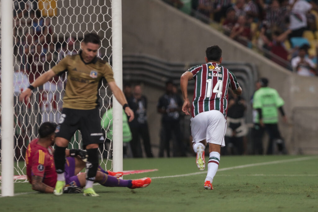 Germán Cano após marcar gol contra o Colo-Colo