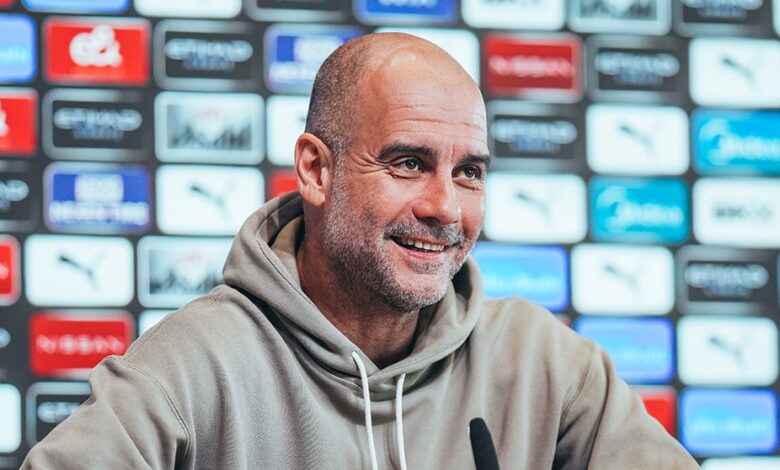 Guardiola em coletiva do Manchester City