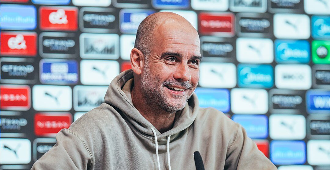 Guardiola em coletiva do Manchester City