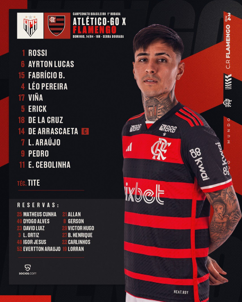 Escalação do Flamengo para estreia no Brasileirão 