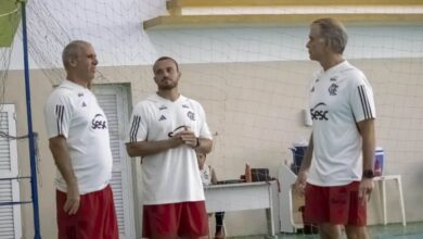 Helio Griner e Bernardinho em treino do Flamengo