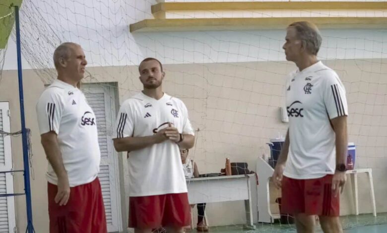 Helio Griner e Bernardinho em treino do Flamengo