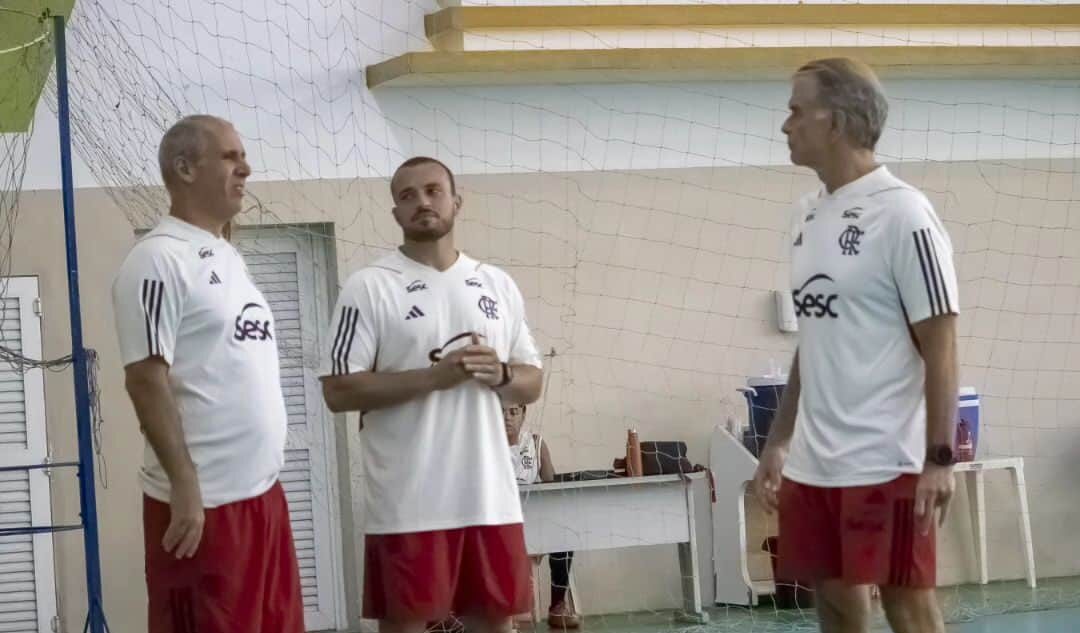 Helio Griner e Bernardinho em treino do Flamengo