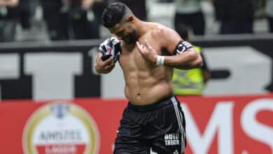 MG - BELO HORIZONTE - 28/05/2024 - COPA LIBERTADORES 2024, ATLETICO-MG X CARACAS - Hulk jogador do Atletico-MG comemora seu gol durante partida contra o Caracas no estadio Arena MRV pelo campeonato Copa Libertadores 2024. Foto: Gilson Lobo/AGIF