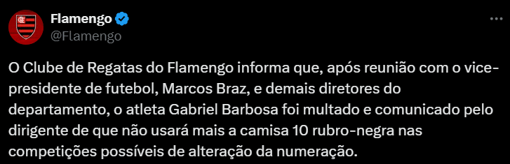 Flamengo tira camisa 10 de Gabigol após foto polêmica