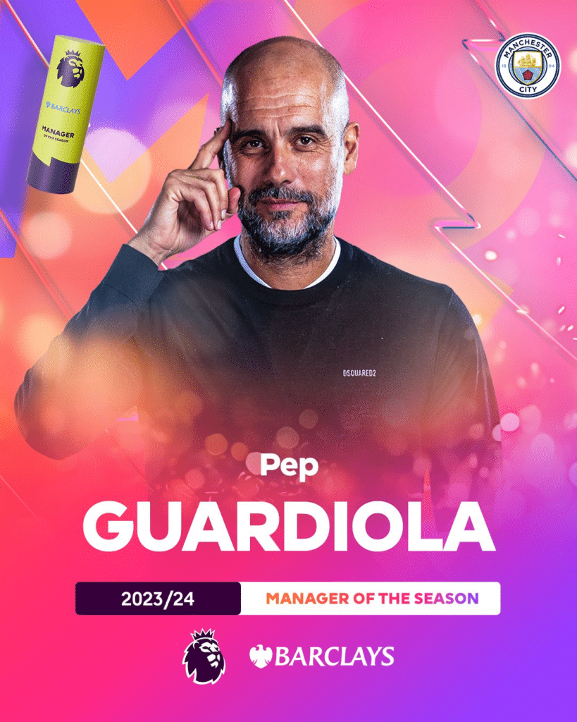 Pep Guardiola é eleito o melhor técnico da Premier League