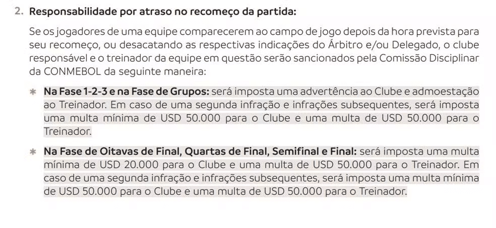 Manual que o Botafogo pode ser punido