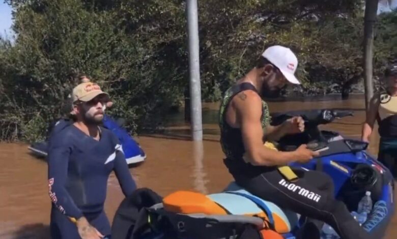 Surfistas ajudam durante tragédia no Rio Grande do Sul