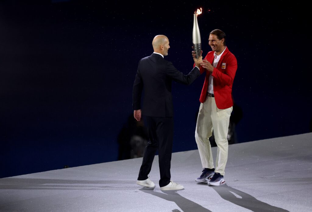 Nadal e Zidane na cerimônia de abertura de Paris