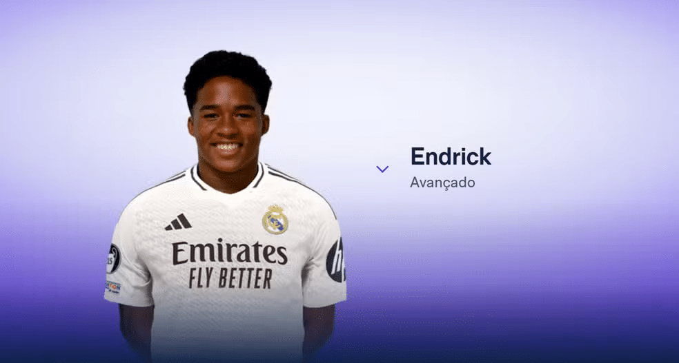 Endrick aparece no site oficial do Real Madrid