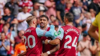 Lucas Paquetá comemorando gol pelo West Ham