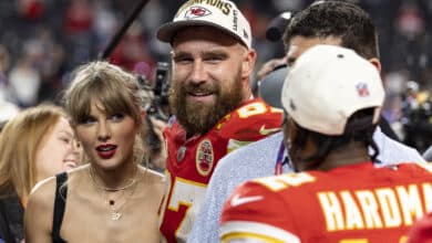 Traivs Kelce e Taylor Swift no Super Bowl LVIII