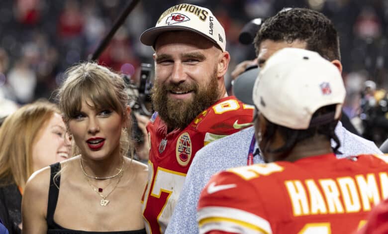 Traivs Kelce e Taylor Swift no Super Bowl LVIII