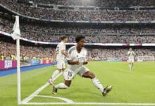 Endrick comemorando primeiro gol pelo Real Madrid