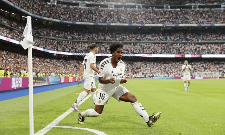 Endrick comemorando primeiro gol pelo Real Madrid