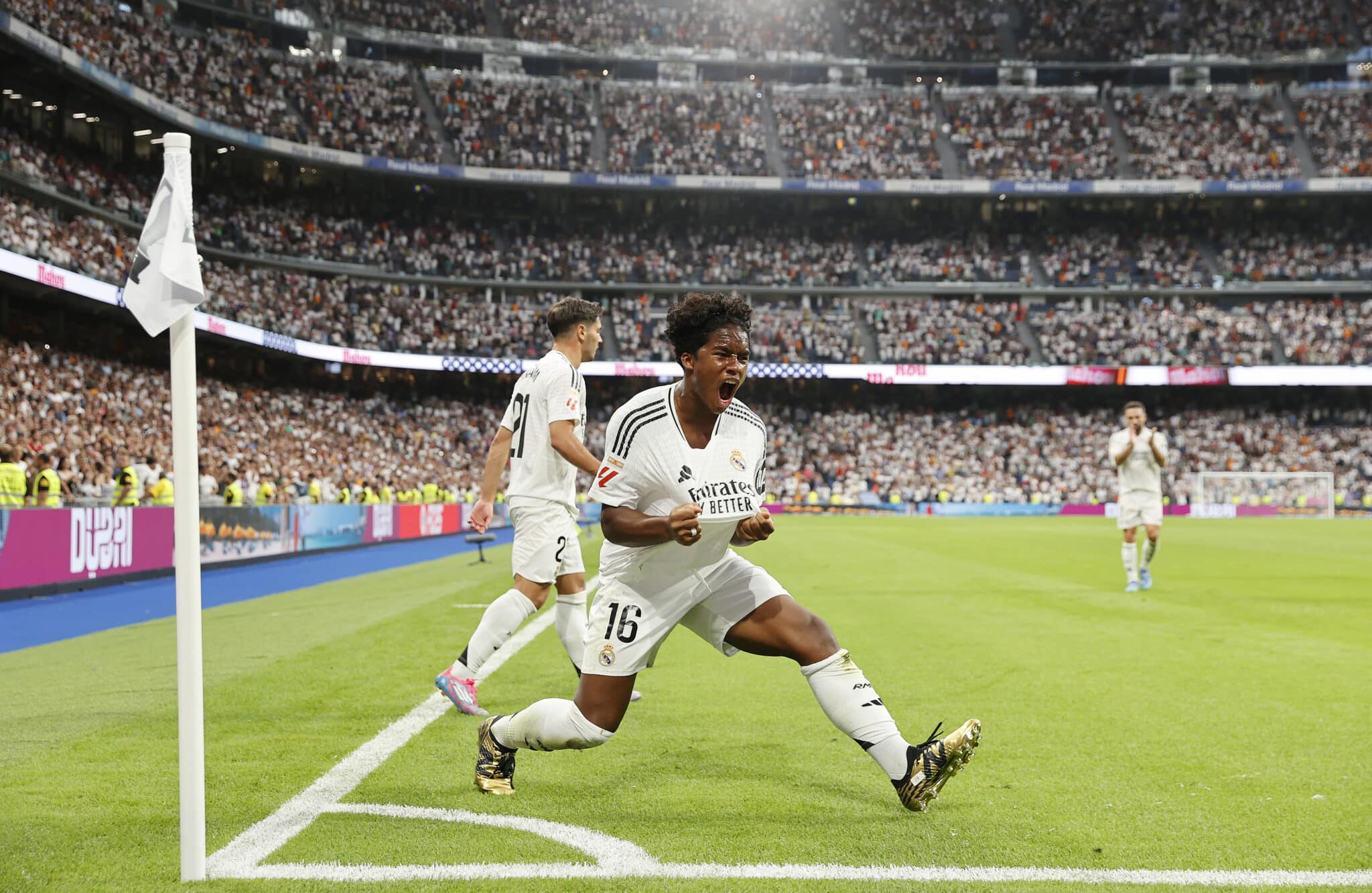 Endrick comemorando primeiro gol pelo Real Madrid