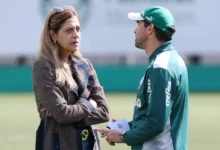 Abel Ferreira e Leila Pereira no Palmeiras