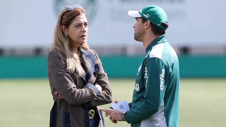 Abel Ferreira e Leila Pereira no Palmeiras