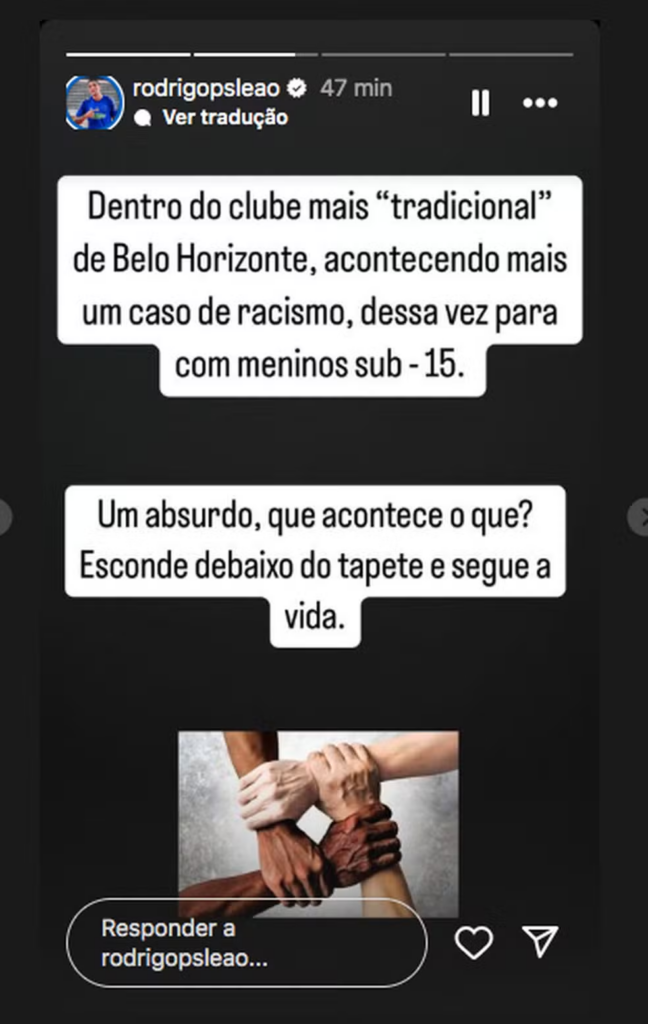 Rodriguinho, do Cruzeiro, denuncia caso de racismo ocorrido dentro do clube