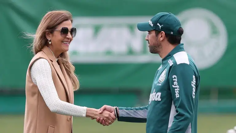 Abel Ferreira e Leila Pereira pelo Palmeiras