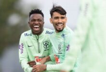 Lucas Paquetá e Vini/Vinicius Junior em treino do Brasil/selecao brasileira