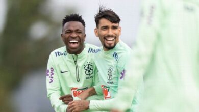 Lucas Paquetá e Vini/Vinicius Junior em treino do Brasil/selecao brasileira