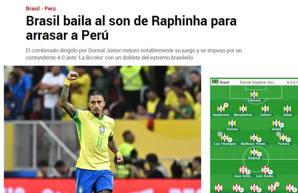 Raphinha, Brasil, Imprensa internacional