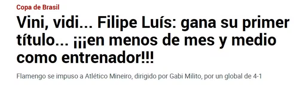 Imprensa espanhola repercute o título de Filipe Luís como técnico do Flamengo