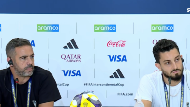 Artur Jorge e Alex Telles em coletiva do Botafogo no Intercontinental